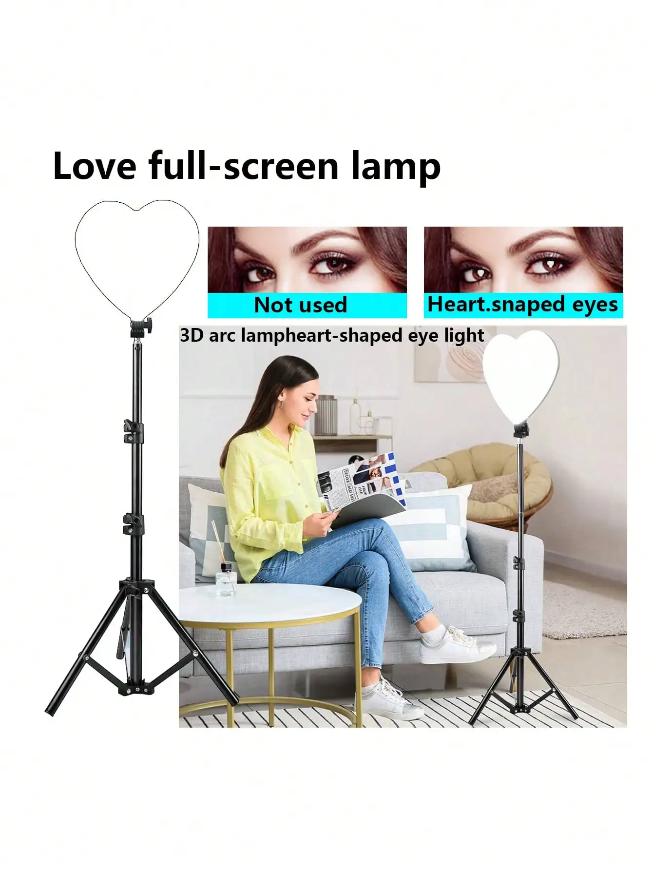 10 Inches Dimmable Heart-Shaped Fill Light  1.1 Meters Telescopic Tripod Cell PhoneLive Support Set Soft Light Selfie Artifact