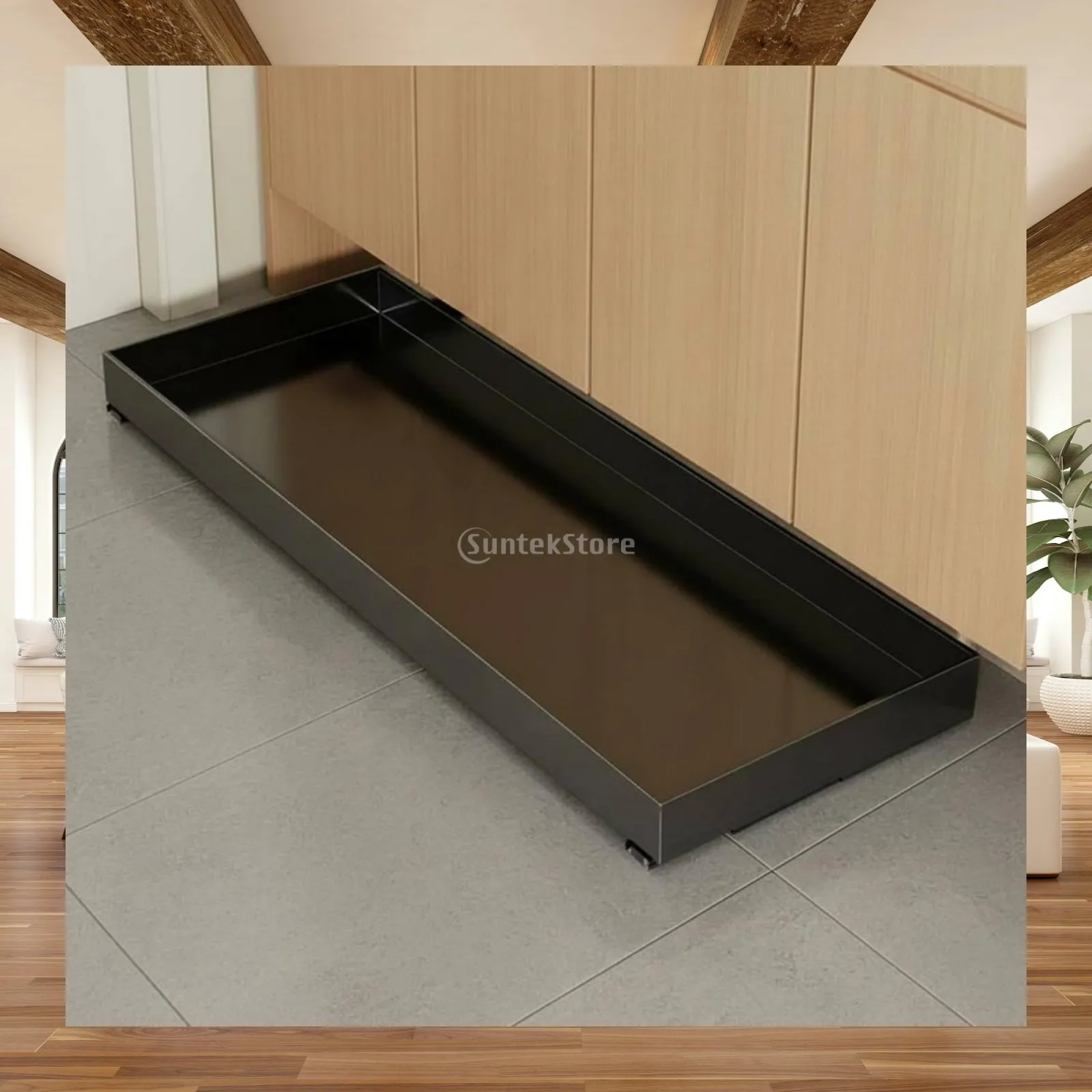 Pull Out Shoe Drawer Under Cabinet Iron Organizer with Push to Open Spring Back for Entryway Hallway Compact Footwear Storage