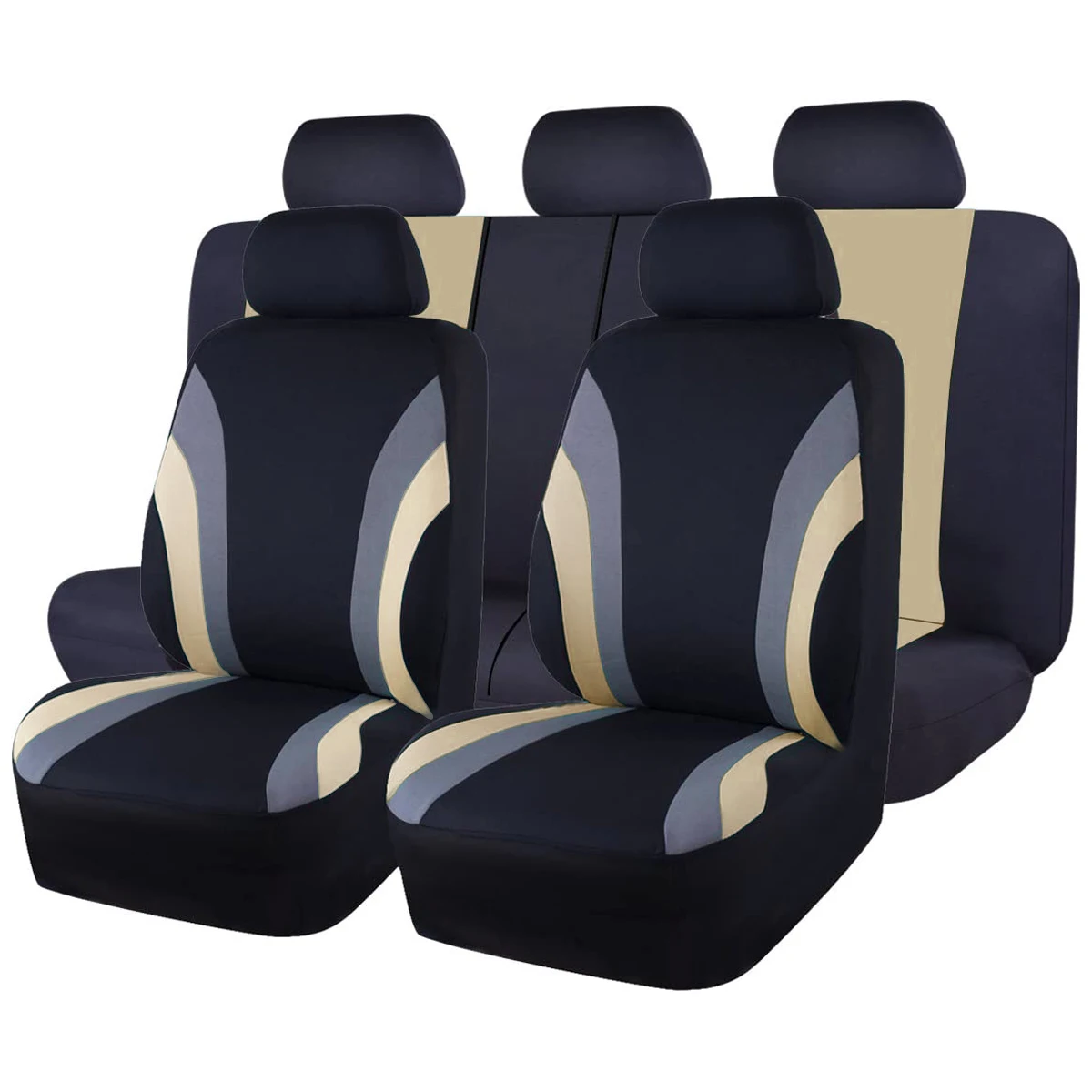 Sportlicher Stil, komplettes Set, Autositzbezüge aus Polyestergewebe, Autositzschutz, universell passend für die meisten Autos und SUVs – Detail 17
