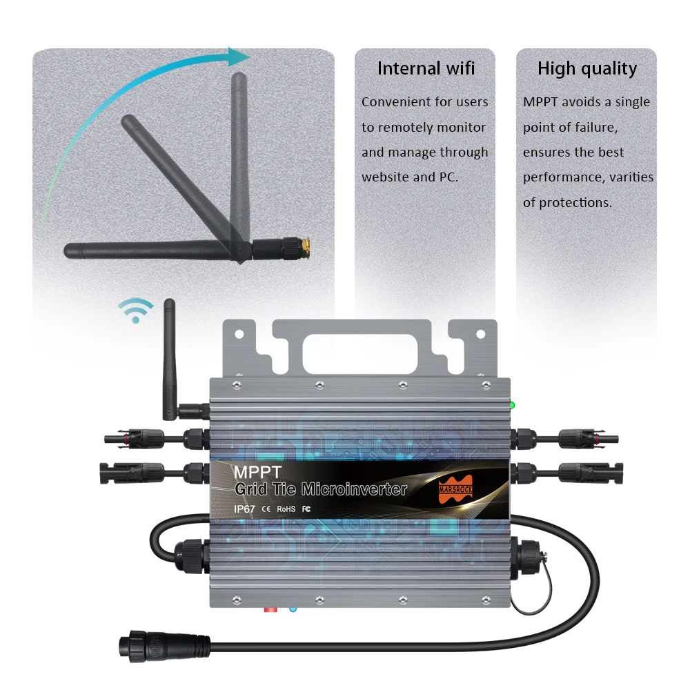 Imagem -03 - Micro Inversor de Gravata de Grade Solar Micro Inversor de Onda Senoidal Pura Construir em Wifi 800w dc 24v 48v ca 120v 220v Mppt