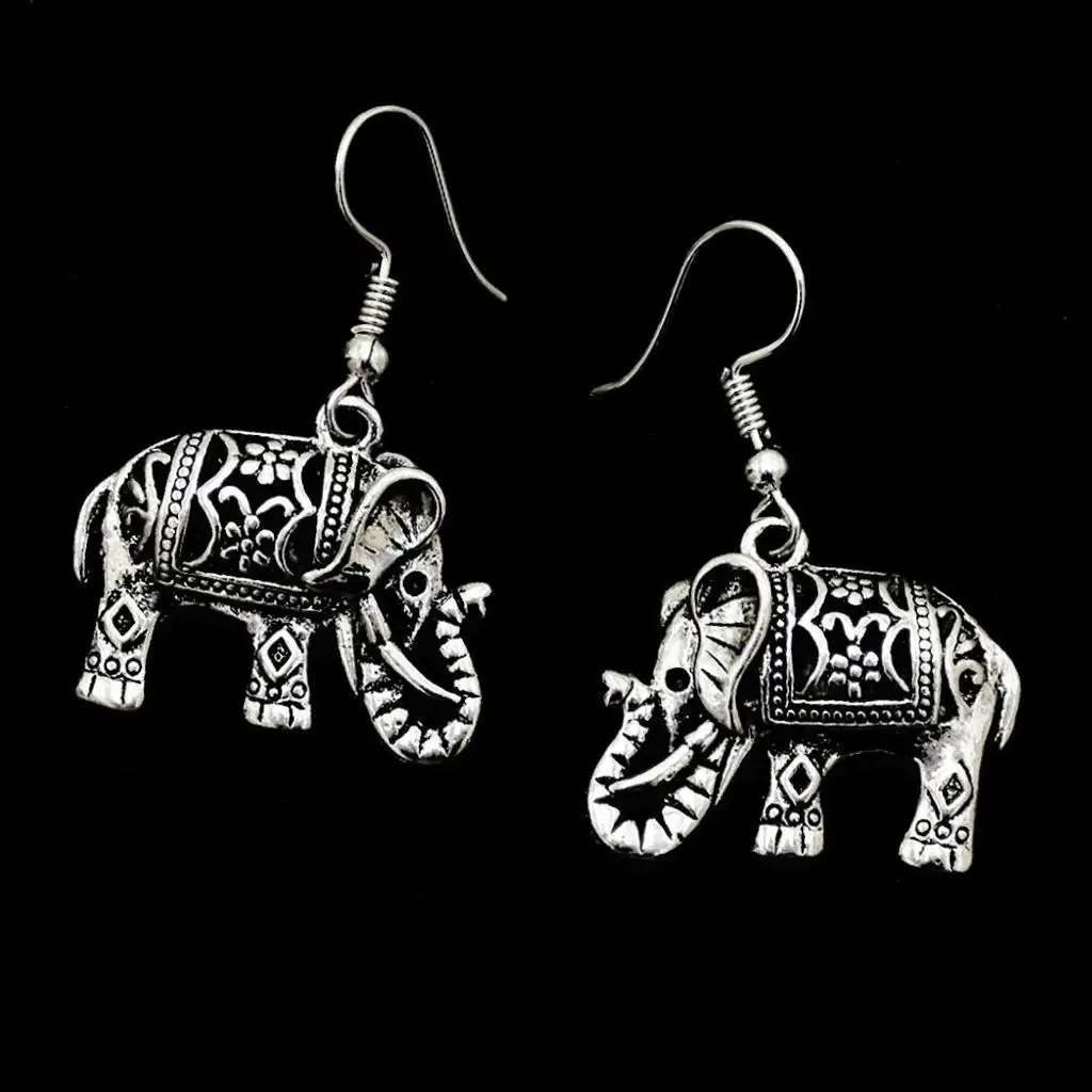 3-4pack Vintage Tibetan Silver Tribe Earring Elephant Dangle