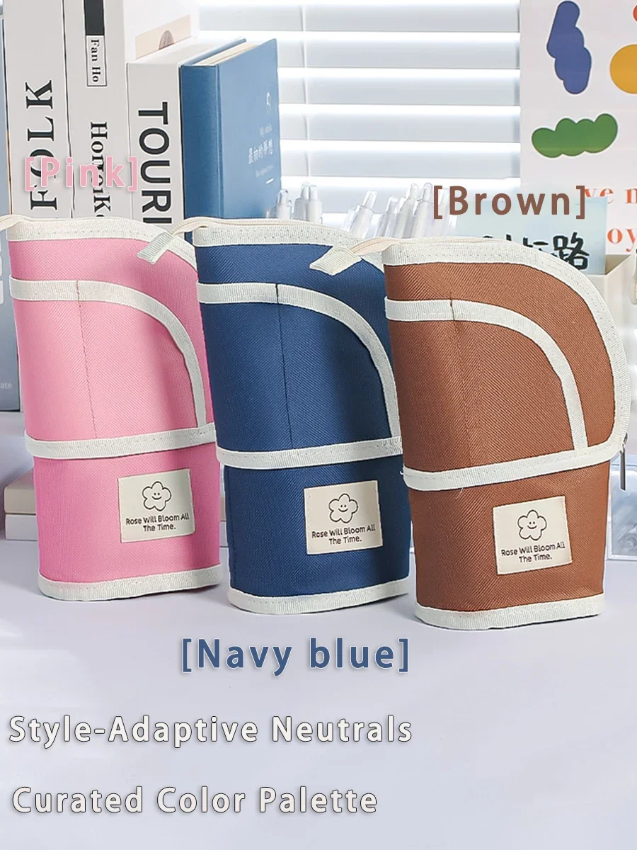 Large Capacity Pencil Case Multifunction Telescopic Stand-Up Pen Holder Pouch Stationery Bag for Students School Desk Organizer