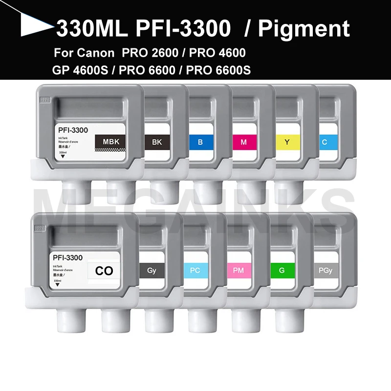 

PFI3300 PFI-3300 Ink Cartridge 100% Compatible for Canon PRO 2600 PRO 4600 GP 4600S PRO 6600 GP 6600S With Pigment Ink 330ml
