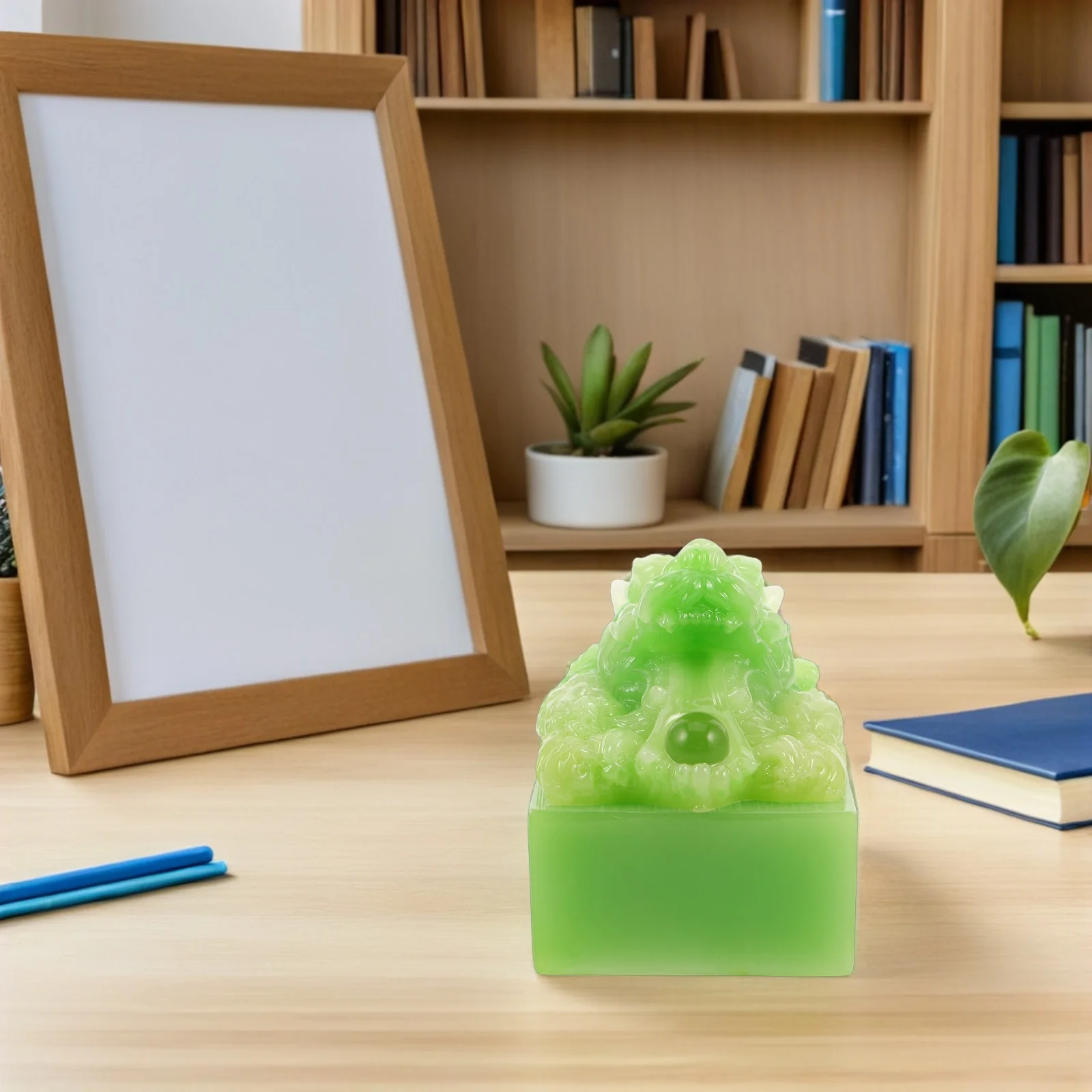 

Jade Seal Tabletop Statue Dragon Home Decor Crafts Decorate Chinese Sculpture Zodiac Resin Year Stone Office