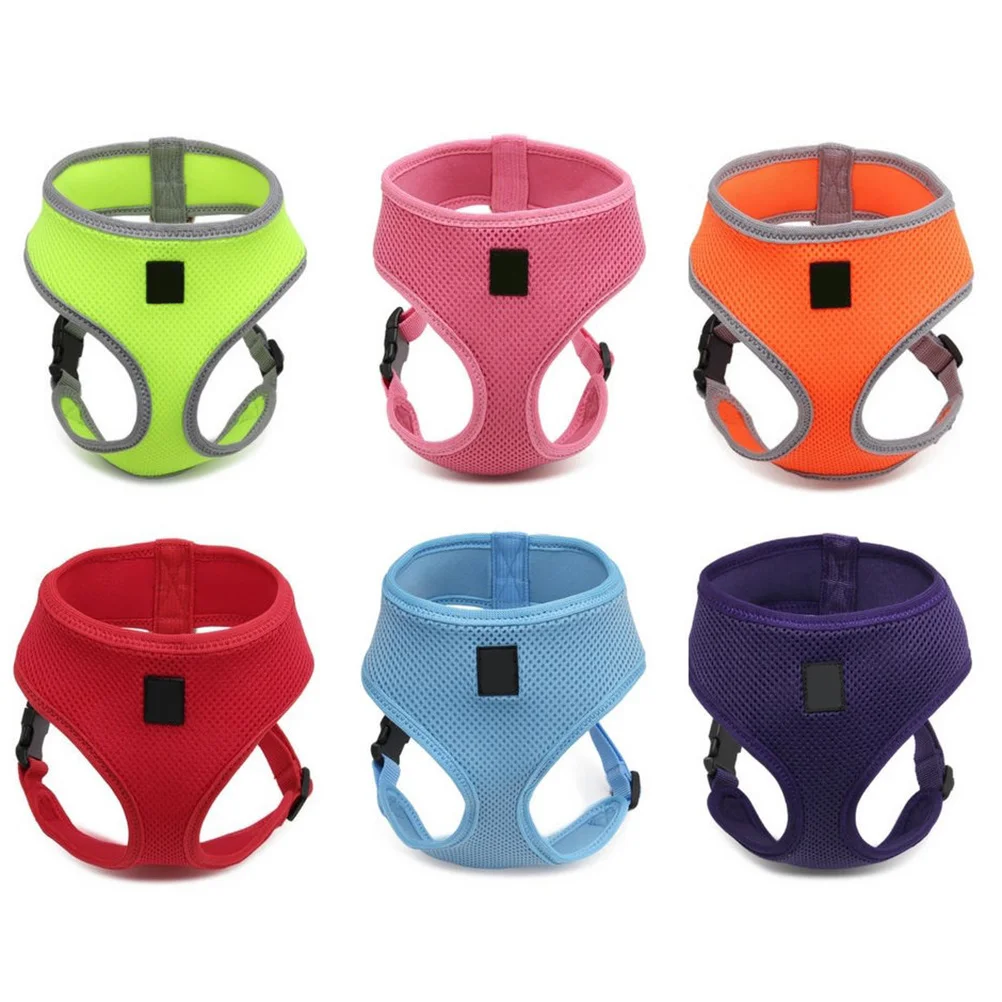 

Dog Harness Adjustable No-Choke Safety Vest Size M Orange Comfortable Padded Chest Strap Metal Ring Leash Attachment Pet Puppy