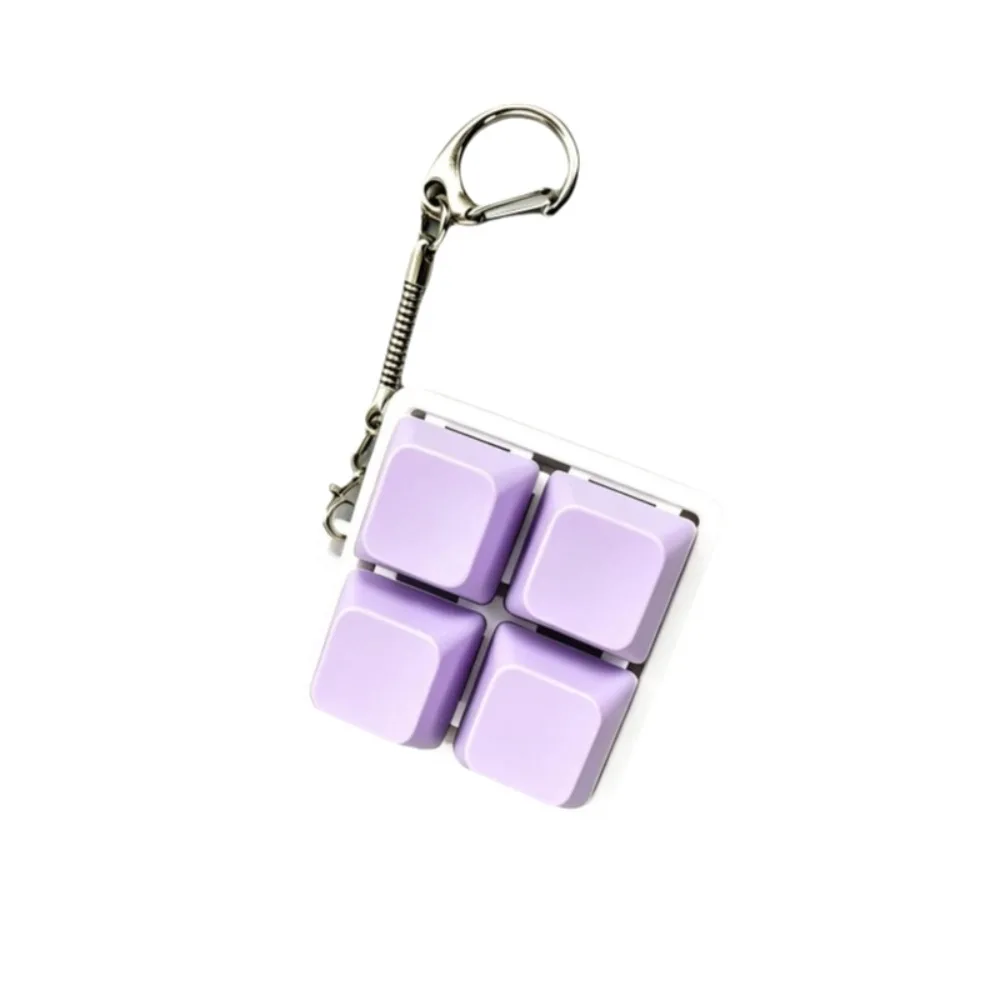 Square 4 Buttons Keyboard Key Chain Easy To Press Macaron Color 2x2 Keyboard Fidget Mini Keyboard Keycap Key Chain Student