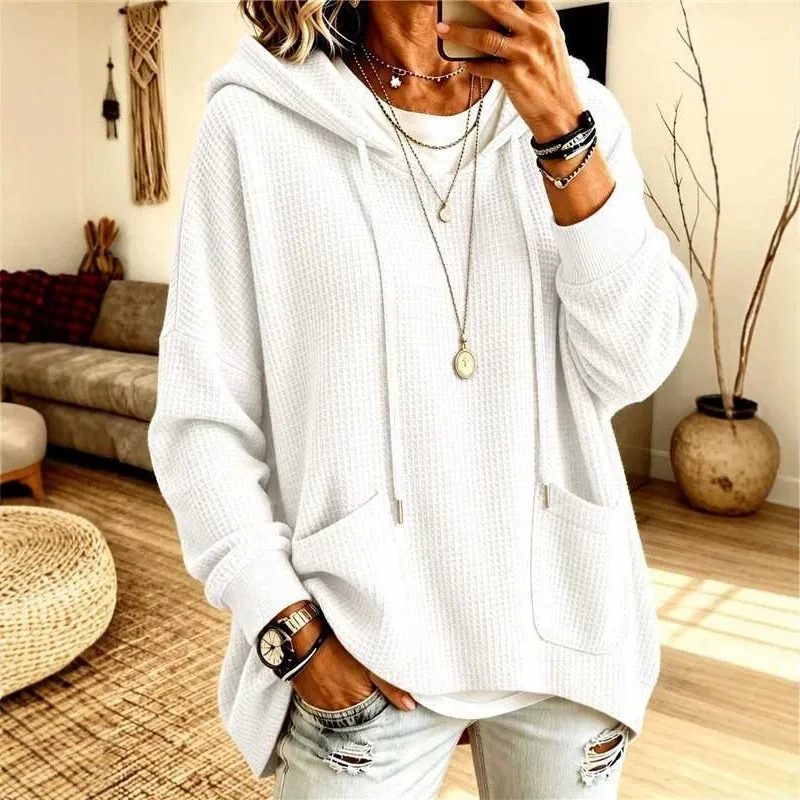 Casual Hooded Loose Fit Hoodie with Japanese Korean Casual Asymmetrical Hooded Neckline Irregular Design Women Sweatshirts
