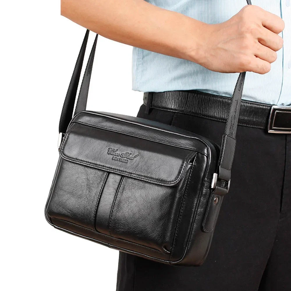 Genuine Leather Men Cross Body Shoulder Bag Purse Luxury Designer Business Real Cowhide Male Crossbody Messenger Bags