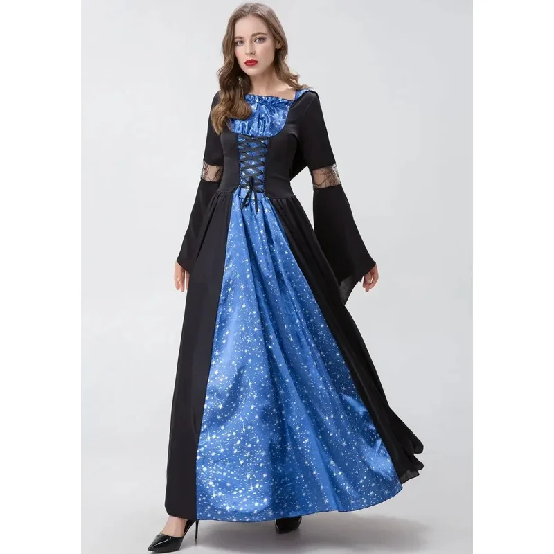 Costume da travestimento operato da strega nera per adulti, demone cosplay di Halloween