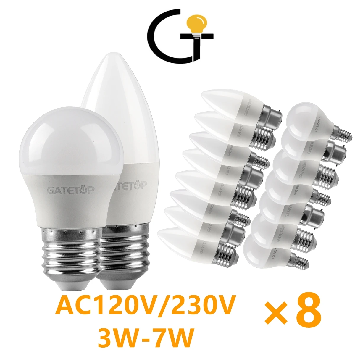 

8PCS Factory direct sale led bulb light candle G45 C37 E14 E27 B22 3W 5W 6W 7W AC230V AC110V Led bulbs Lamp For Home Decoration