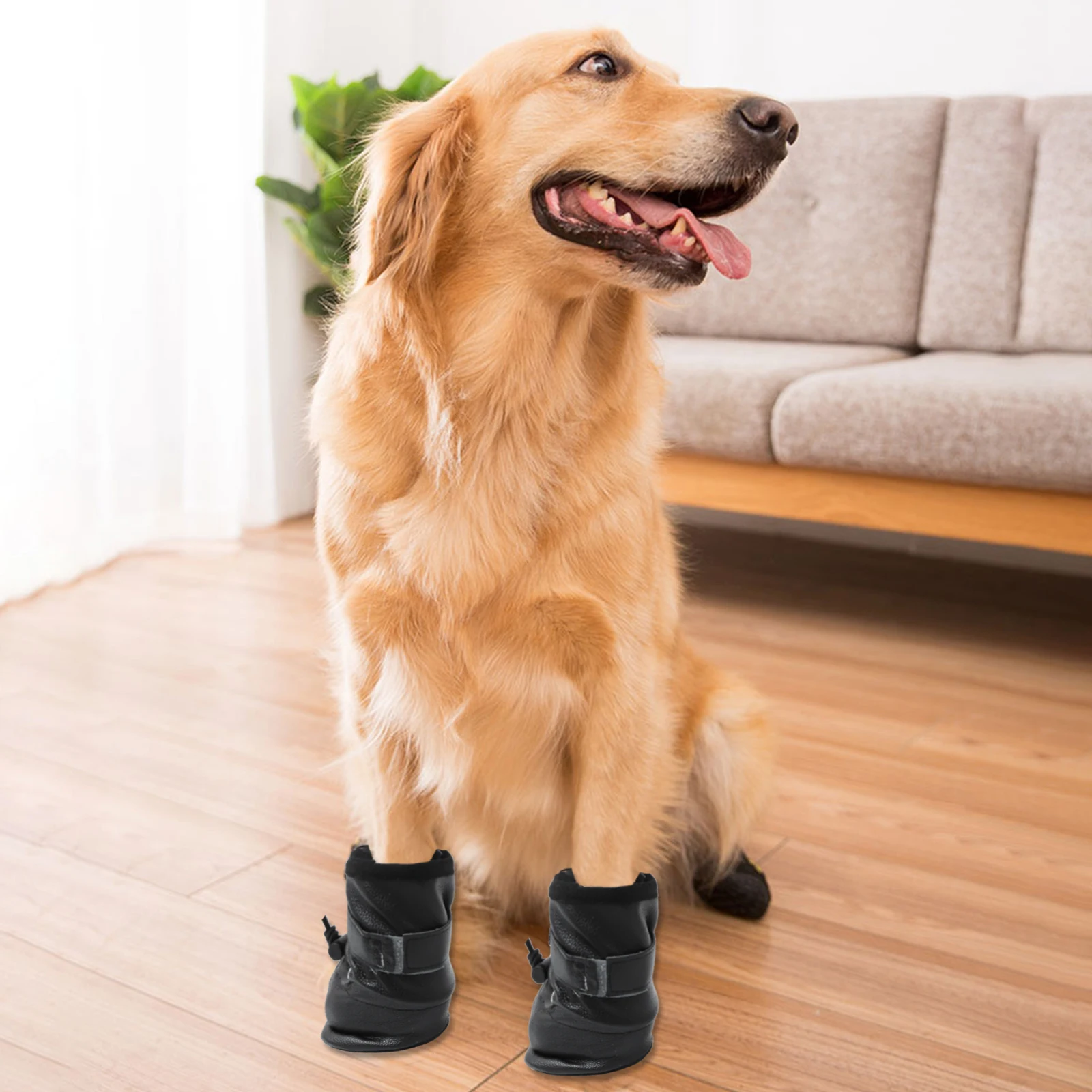 

4 Pcs Simple Pet Anti-slip Shoes Black Boots Training Protectors