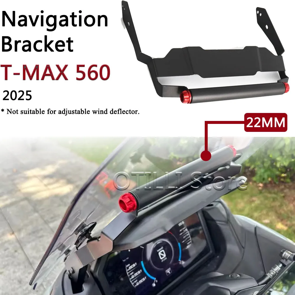 

For YAMAHA TMAX 560 TMAX560 T-MAX560 2025 Motorcycle Accessories Mobile Phone Holder Stand GPS Navigation Plate Bracket 22MM Rod