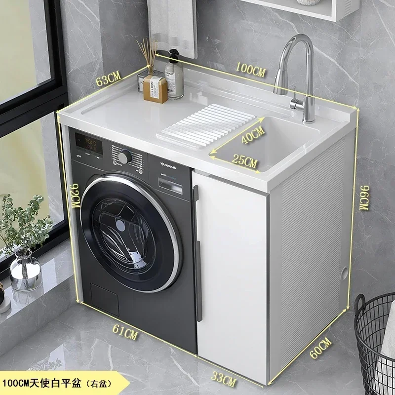 YSG6.2 Waschmaschine aus Weltraumaluminium mit integriertem Balkonschrank und Quarzstein-Waschbecken