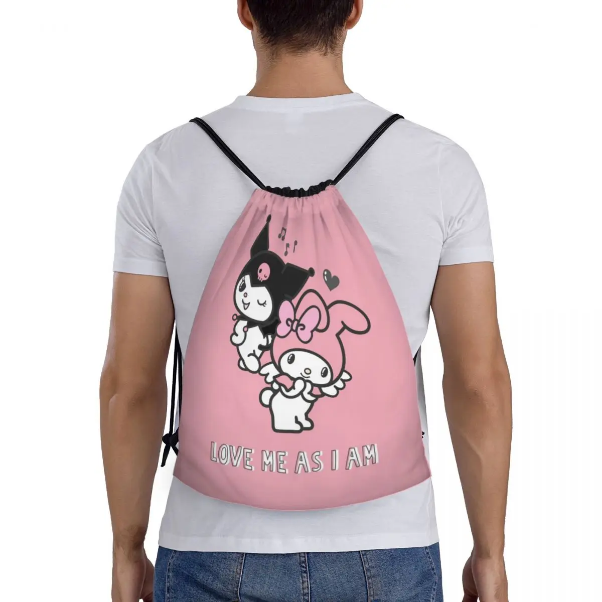 Sac à dos personnalisé Kuromi Melody Cartoon Proximity Wstring pour hommes et femmes, sac de sport, sac de sport, sac d'entraînement