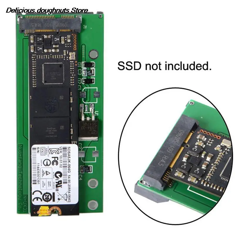 SATA Mini PCI-E Assembleia PCBA, 22P, 7 + 15 para MSATA, apenas para UX31, UX21, XM11, SSD Solid State Disk, Novo