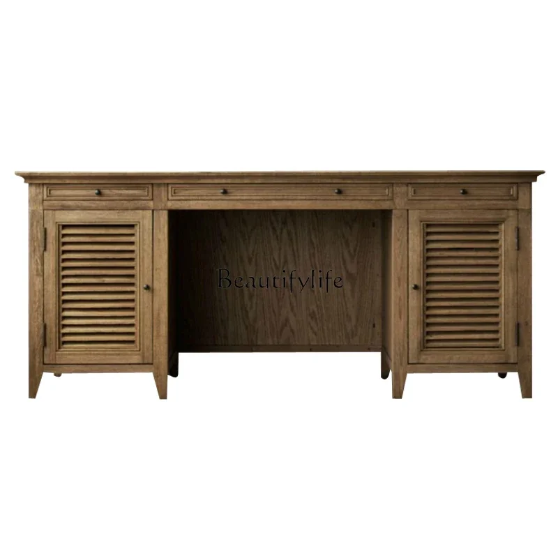 

56*Solid wood white European oak meeting desk American computer desk writing desk