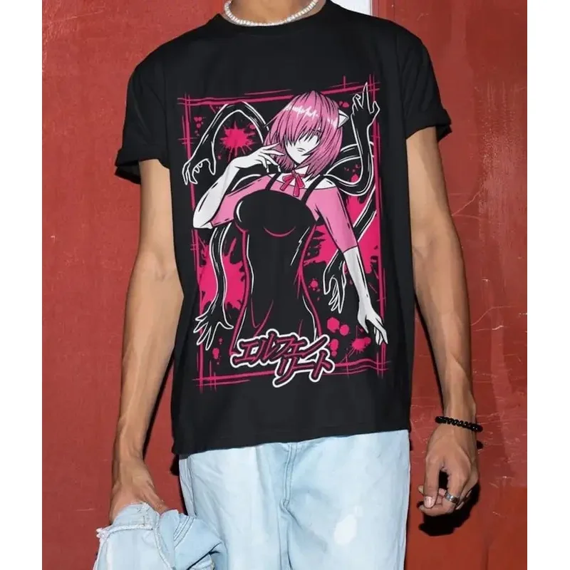 تي شيرت Elfen Lied Lucy Anime للجنسين، Nyu، Kaede Manga Waifu قميص Tshirt Horror Anime