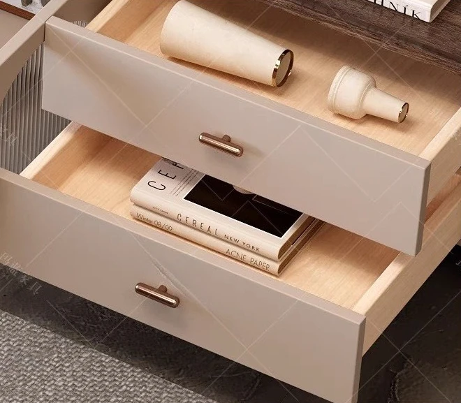 خزانة تلفزيون إسكندنافية فاخرة وحديثة وبسيطة من الخشب الصلب، خزانة صغيرة عملية وأنيقة #4