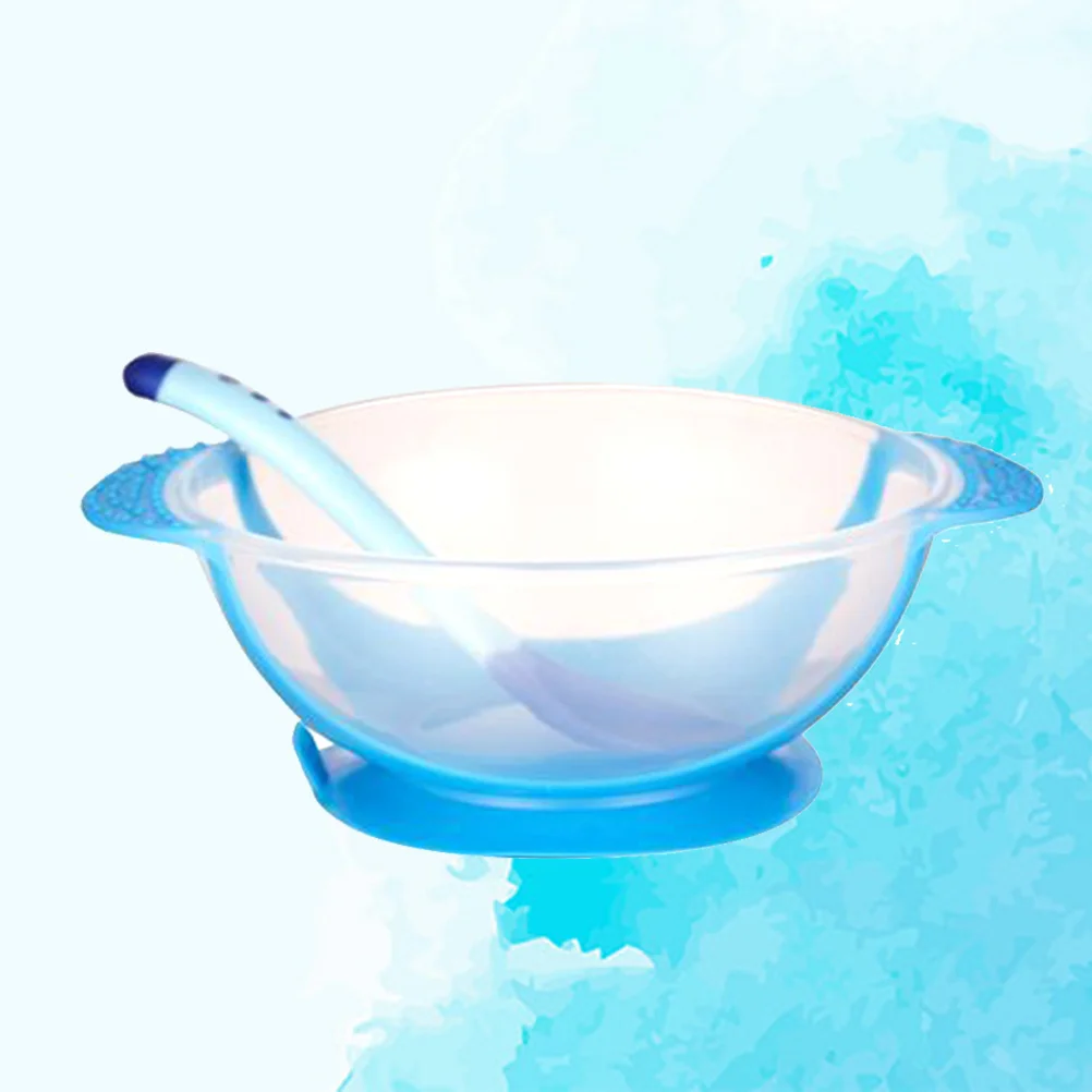

Baby Suction Bowl Silicone Anti-Slip Feeding Tableware Temperature Sensing Spoon Ergonomic Handle Training Bowl For