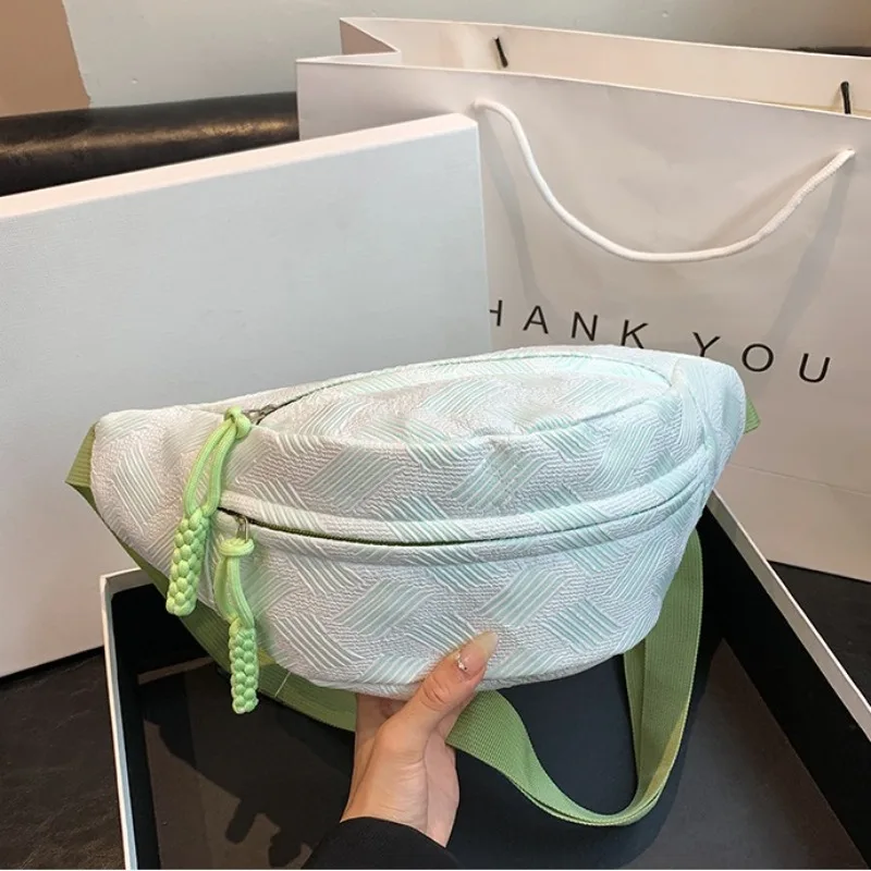 Cute Cotton Fabric Soft Fanny Packs For Women Portable Sport Waist Bag Simple Design Female Chest Bag Ladies Fashion Waist Pack