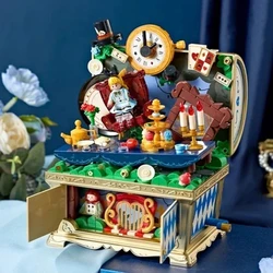 Fairy Tale Music Treasure Chest Building Blocks Alice Pinocchio Rapunzel Assembled Toy Model Ornament Collection Gift