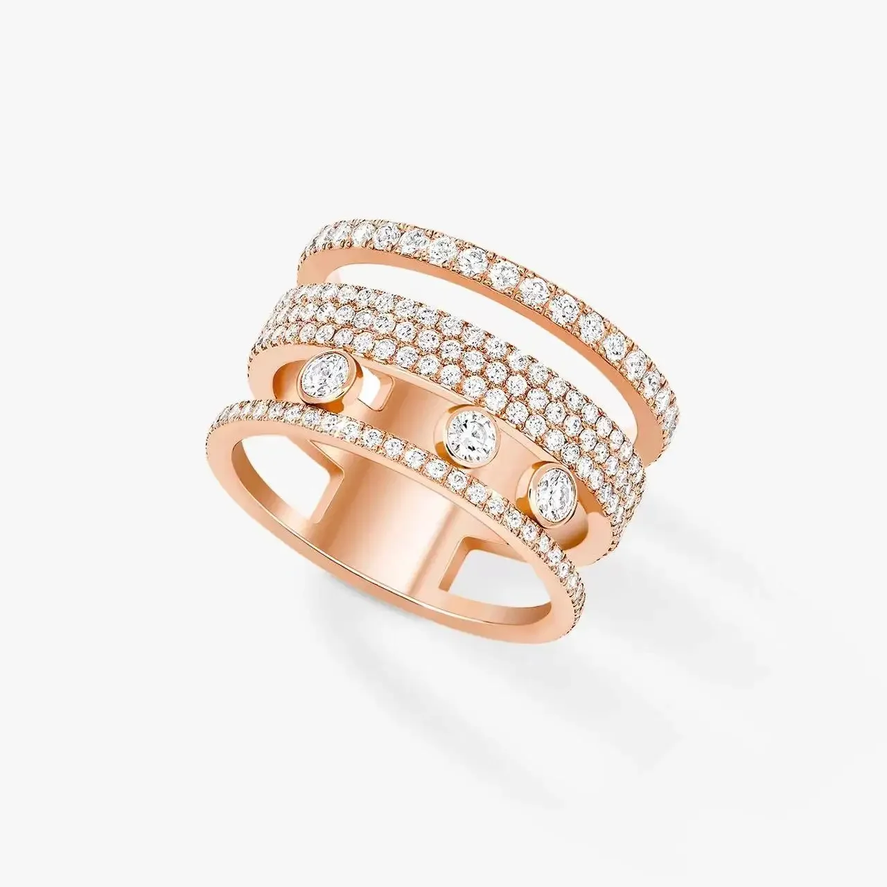 

Fashion Pure 925 Sterling Silver Rose Gold Active Diamond Move Romane Ring Pave Full Zircon Women Luxury Brand Jewellery Gift