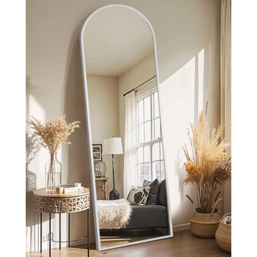 

Full Length Mirror Large Floor Mirror for Wall Bedroom Bathroom Living Room with Aluminium Frame Stand Arch 56x15 Silver - Idea