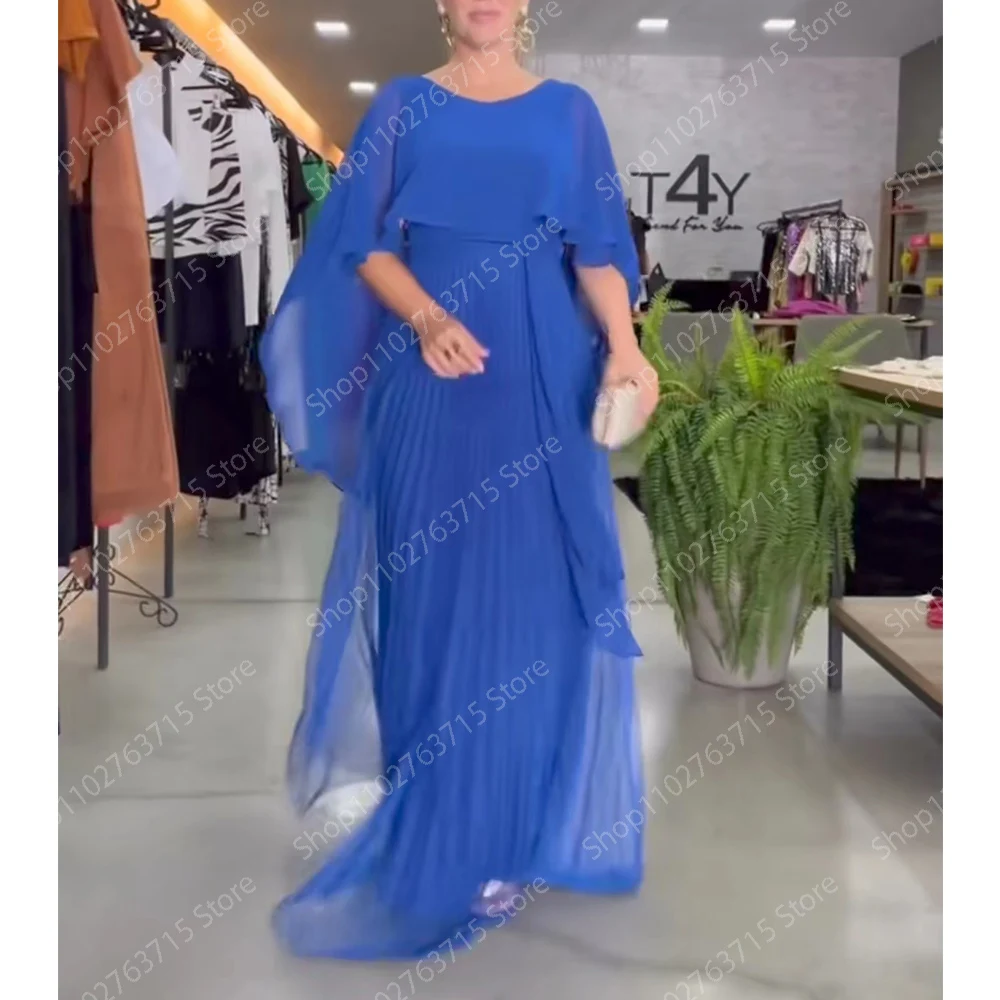 Elegante vestido longo de noite feminino, meia manga, até o chão, reto, baile de formatura, festa, casamento, gala, eventos especiais, mulheres, 2024