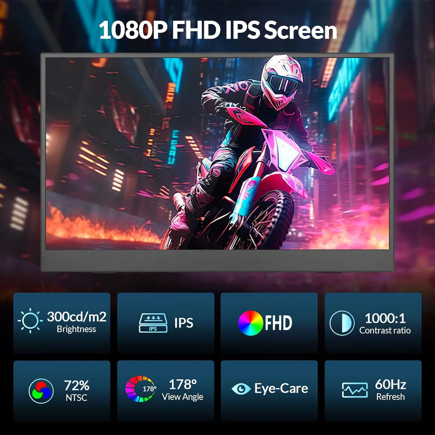15.6 Inch 1920*1080P FHD Portable Monitors 72%sRGB IPS 16:9 1000:1 With Type-C Mini HDMI For Laptop Phone  PS4/5 Mac XBox Switch