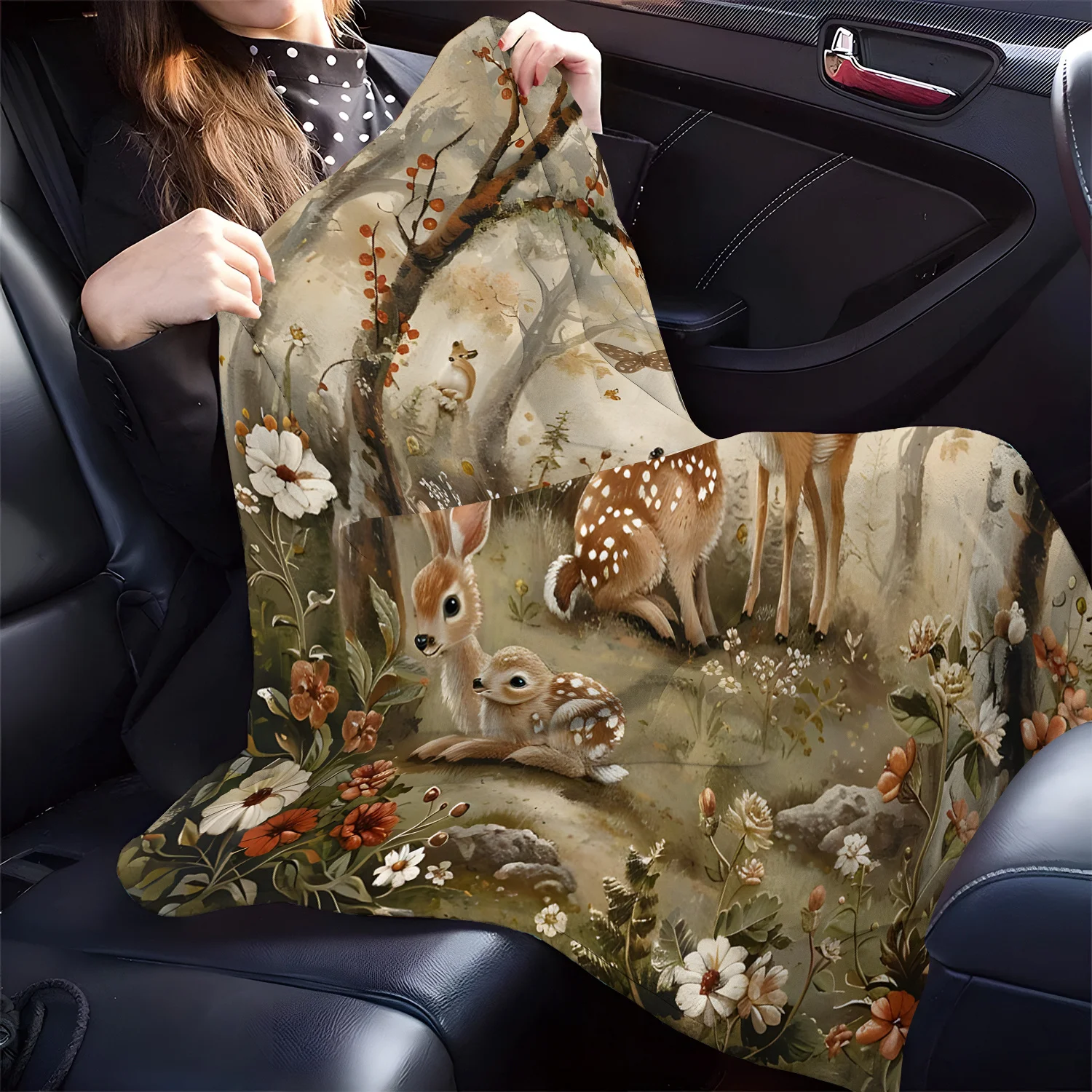 Cozy Forest Deer Pattern Blanket - Warm, Skin-Friendly Flannel All-Season Blanket, Suitable for Home, Travel, and Camping, the P