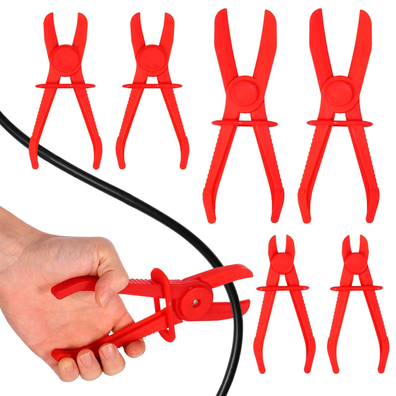 6 Pcs Hose Tube Clamp Pliers Plastic Hose Pinch Off Pliers with Locking Ring 3 Size Brake Fuel Water Line Clamp Plier for Hose