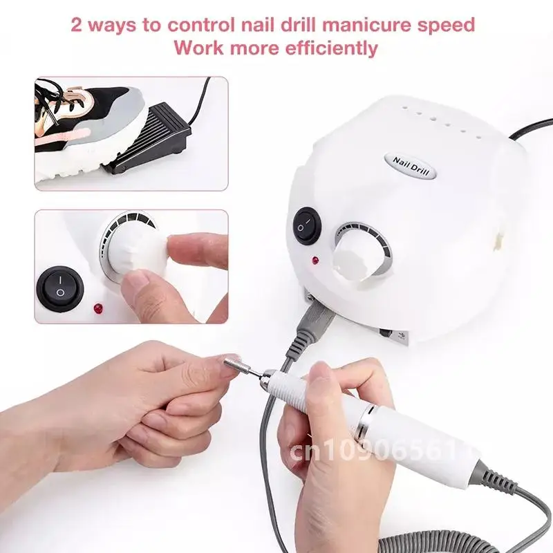 Machine à polir les ongles électrique, ensemble de perceuse de manucure professionnelle, kit d'accessoires de pédicure, équipement d'art des ongles, outil, 35000 tr/min