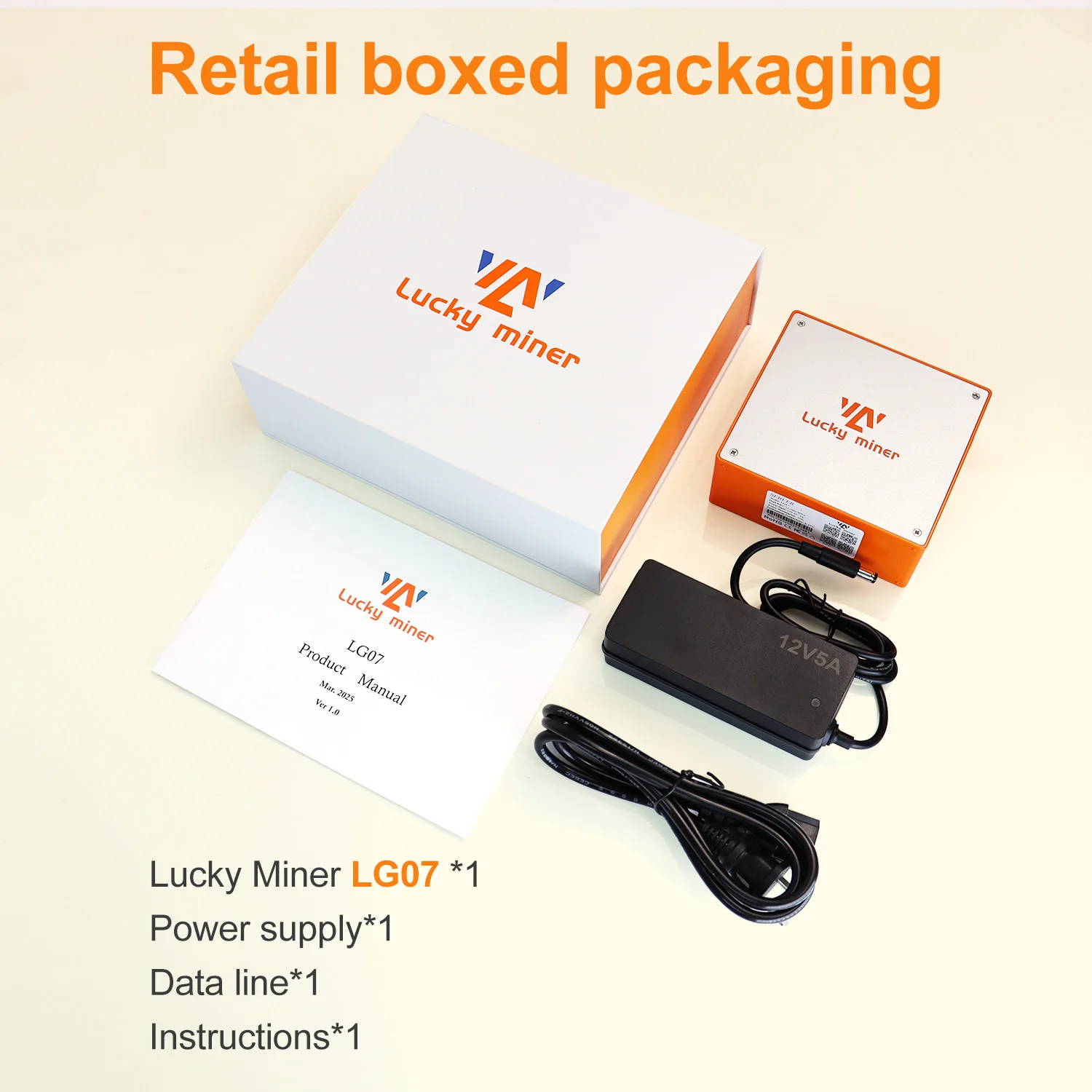 LG07 Scrypt ASIC Miner 11 MH/s ±10% Ultra-Low Power 12W ±10% with 100-240V AC Adapter Built-In Display for Cryptocurrency Mining