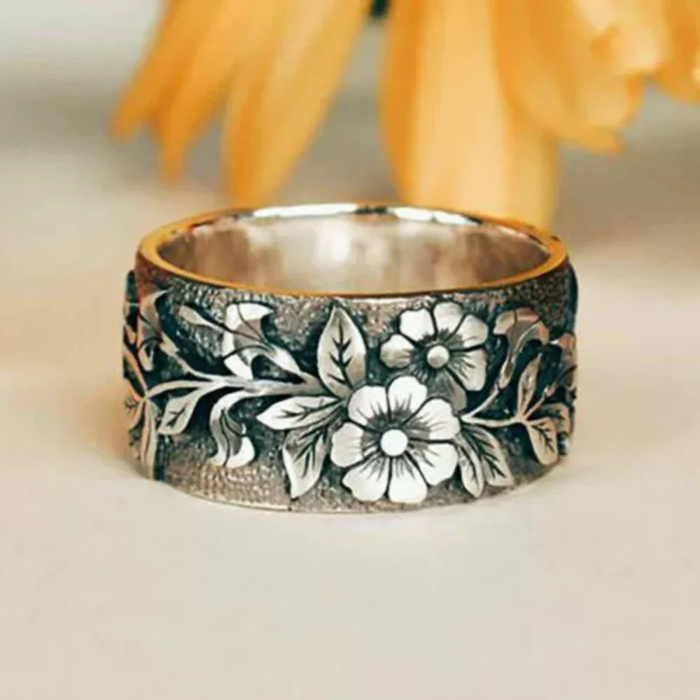 New Minimalist Niche Hummingbird Bird Flower Ring Vintage Aesthetic Women\'s Jewelry Rings Luxury Jewelry Party TrendJewelryRings