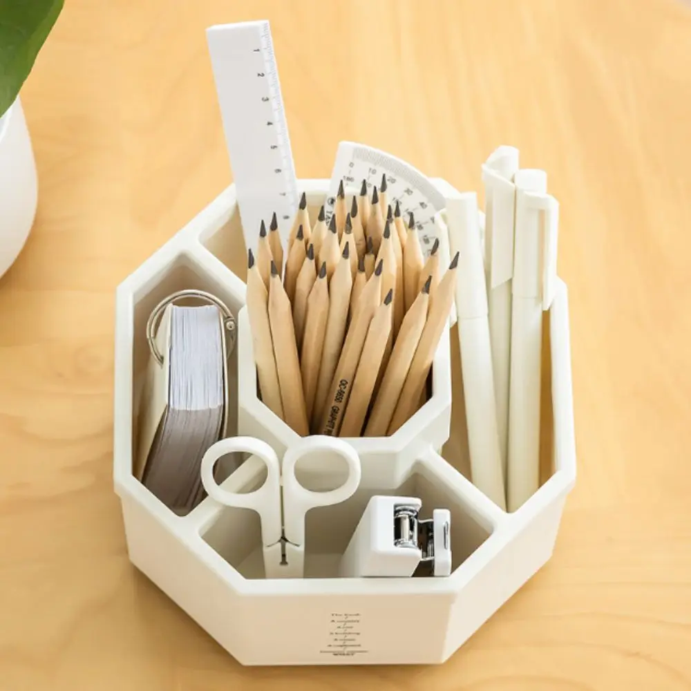 

Stationery Organizer 360° Rotating Pen Holder 5-Grid Dust-proof Makeup Brush Holder Waterproof Multifunctional