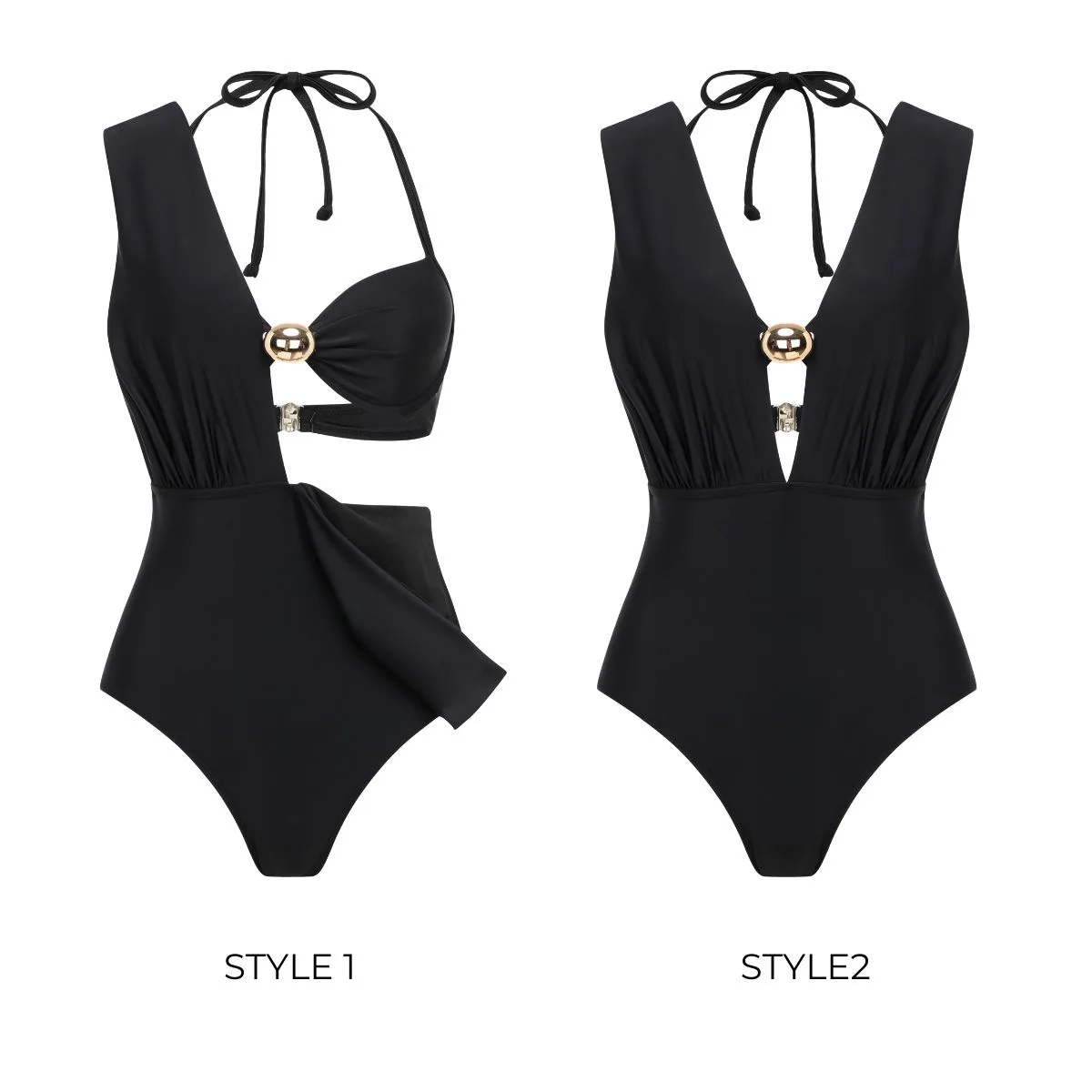 Maillot de bain 2 pièces Push Up pour femmes élégantes, une pièce, avec jupe haute fendue, Cover-up, Sexy, col licou, ensembles de Bikini, 2025