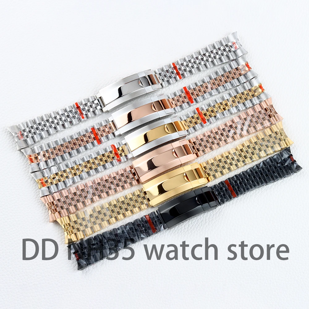

20MM Width Jubilee Bracelet 316L Soild Stainless Steel Glide Lock Clasp Wristband for datejust Sub gmt NH34 NH35 Watch Case 40mm