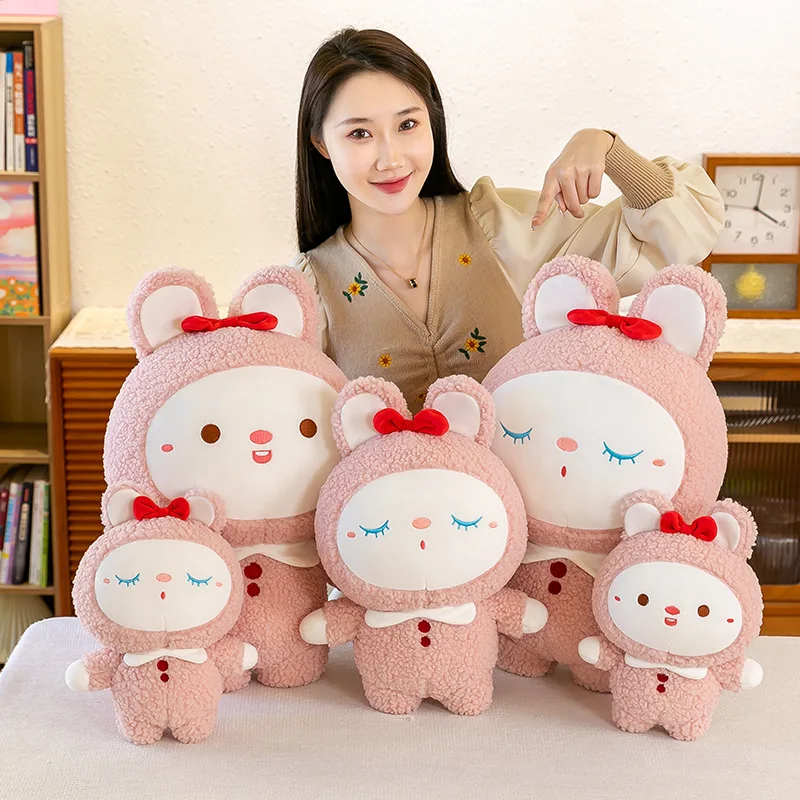 Kawaii Cherry Blossom Rabbit Plush Toy Cute Stuffed Bunny Doll Soft Pillow Gift for Boys and Girls Birthday Best Present