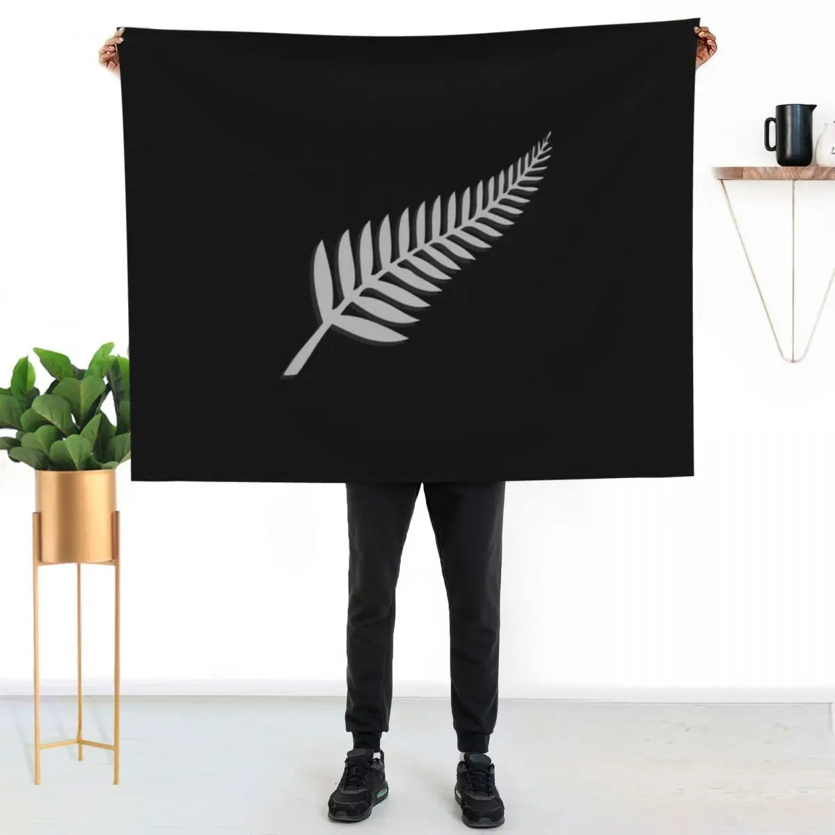

New Zealand NZ Kiwi Black Silver Fern Emblem Sport Fan Throw Blanket Warm Accent Blanket for Living Room Decoration