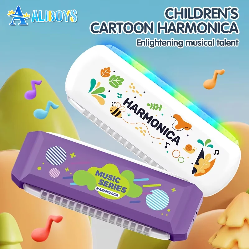 Harmonica Musical Instrument Children's Electric Mouth Accordion Light Organ Educational Toy Learning Aid Kid Birthday Gift