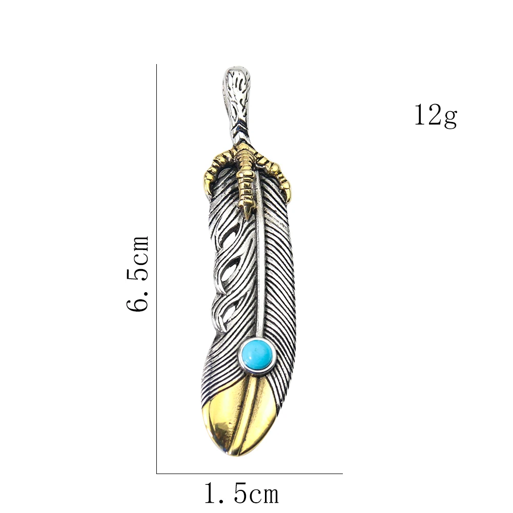 Charms Real Stone Eagle Claw Feather Pendant Boho Vintage Stainless Steel Necklace Pendant Leaf DIY Jewelry Making Findings Gift