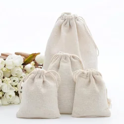 1pcs Cotton Linen Drawstring Gift Bag Burlap Packing Pouches Storage Bags for Wedding Christmas Jewelry Dustproof