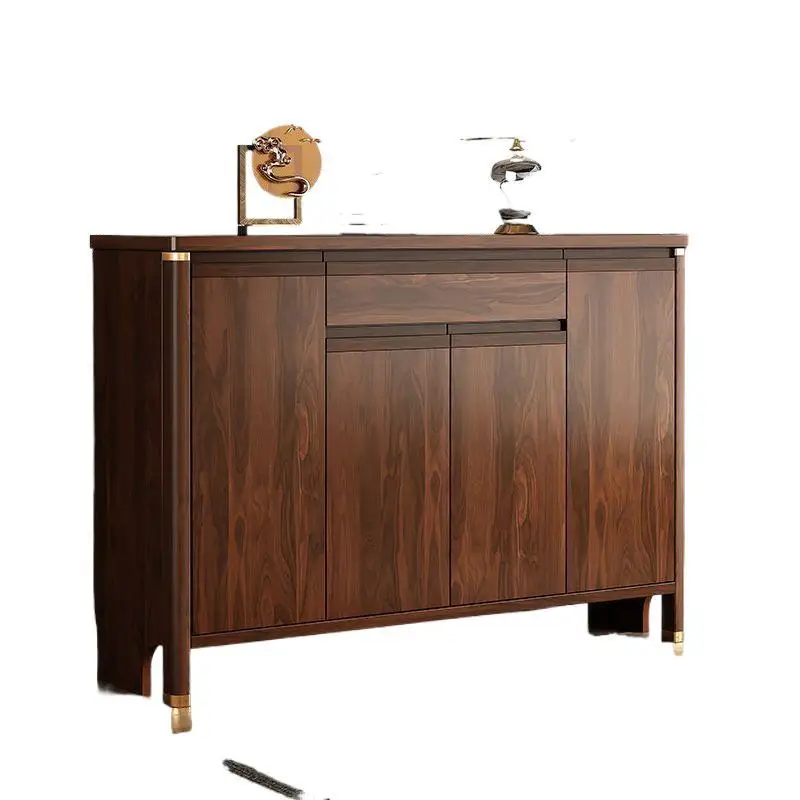 LH Chinese shoe cabinet Solid wood household hanger integrated entrance cabinet with shoe stool coat cabinet
