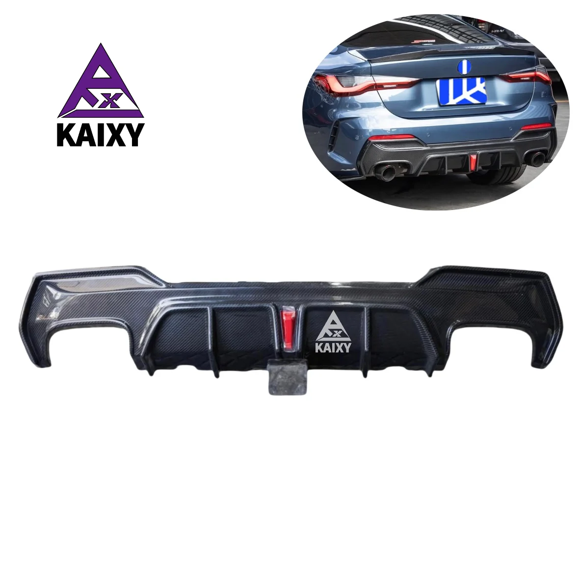 

G22 Real Carbon Fiber Rear Diffuser With Light TAKD Style for BMW 4 Series G22 G26 Dry Carbon Rear Bumper Diffuser Splitter