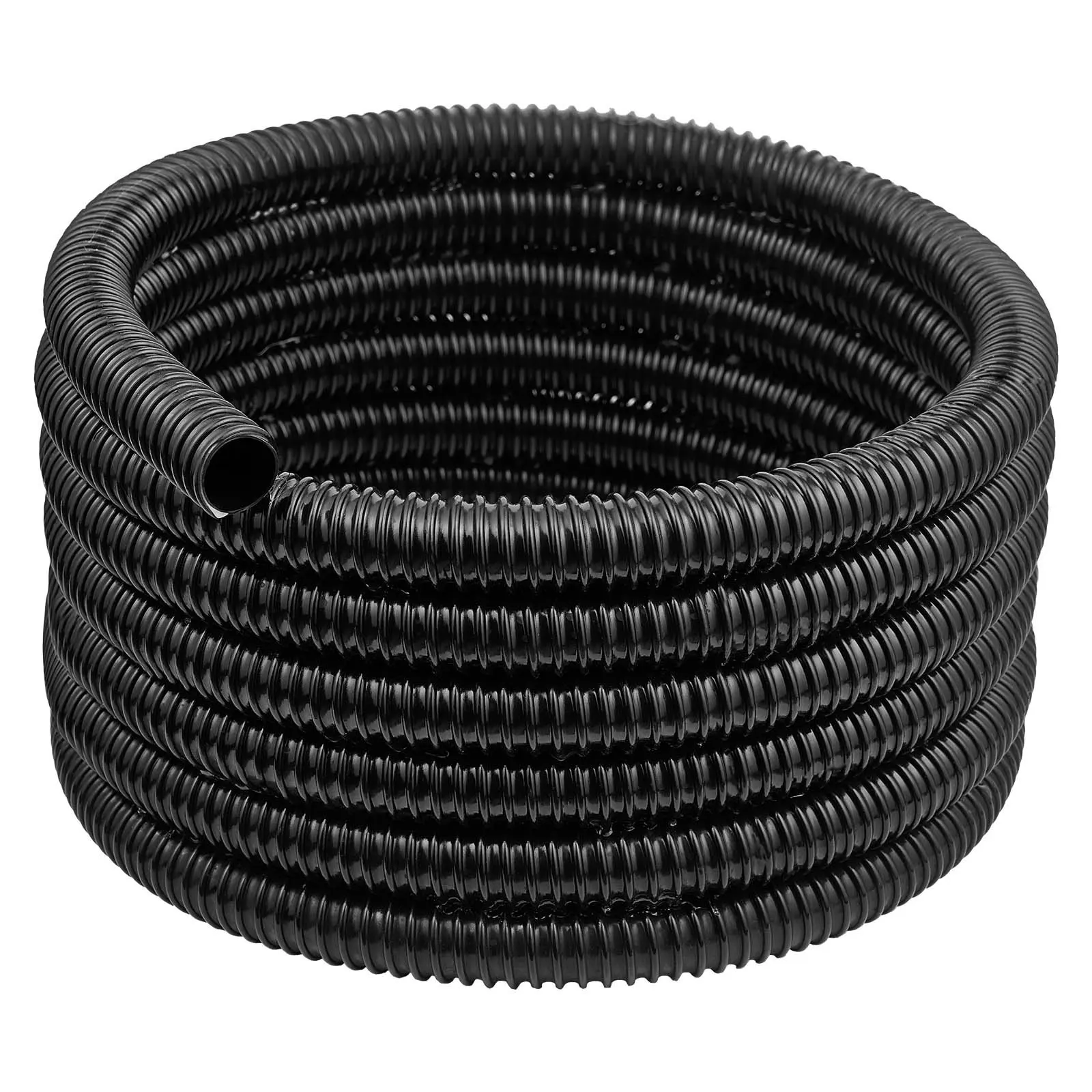 

21 Ft Corrugated Pond Tubing, 1 Inch Inner Diameter, Flexible PVC Hose, Black Drain Pipe, Plastic Corrugated Water Tubing For