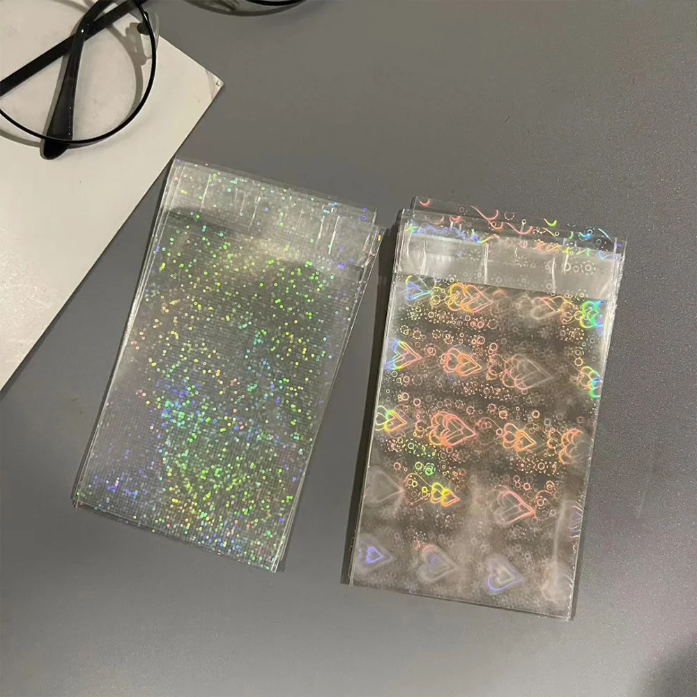 50PCS Card Sleeve Laser Card Holder Transparent Card Film Classic Card Protective Cover Flat Mouth Card Film Photo Protective