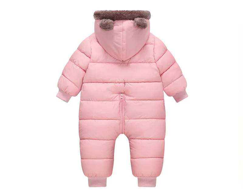 Jungen Mädchen Fleece-Gefütterte Strampler Winter Neugeborene Dicke Plüsch-Warme Bodys Babykleidung Kinder Gepolsterte Kapuzenjacken 0-3 Jahre – Detail 5