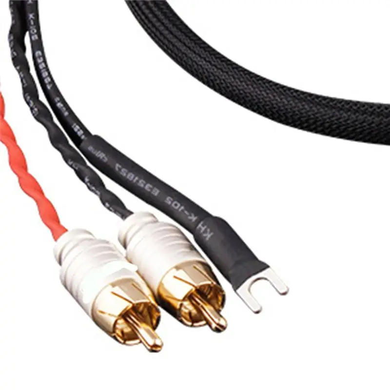 A42T-Oxygen-Free Copper Fever Level Singing Signal Cable Double Lotus With Ground Wire For LP RCA Turntable Audio Cables