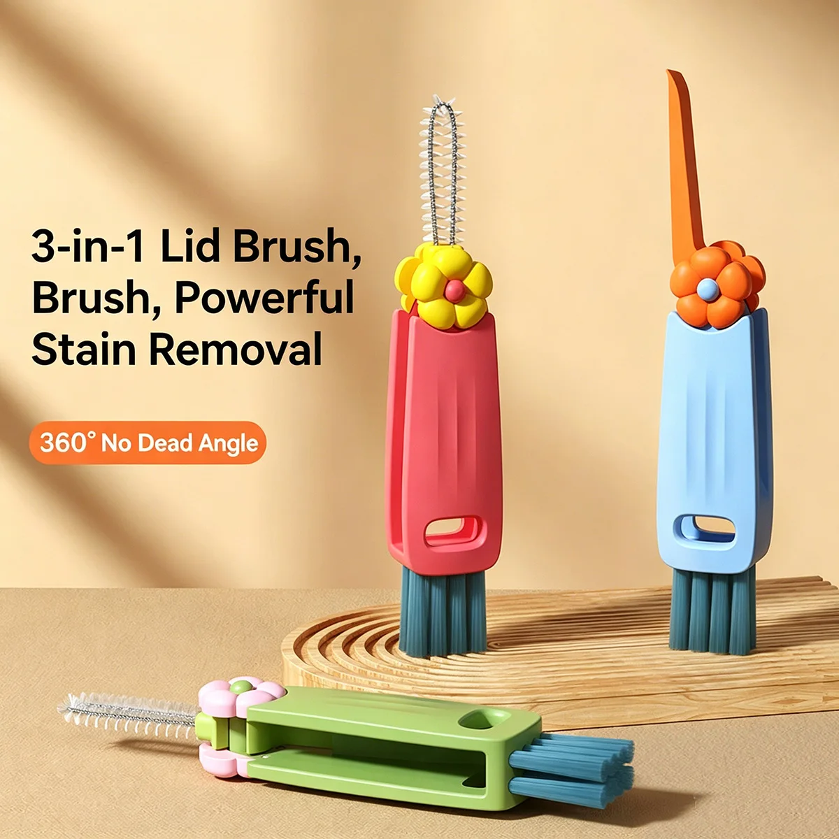 Home Multi-Functional Petal Three-In-One Cup Brush Gap Cleaning Brush for Milk Bottles Cup And Cups - Household Cleaning Tool