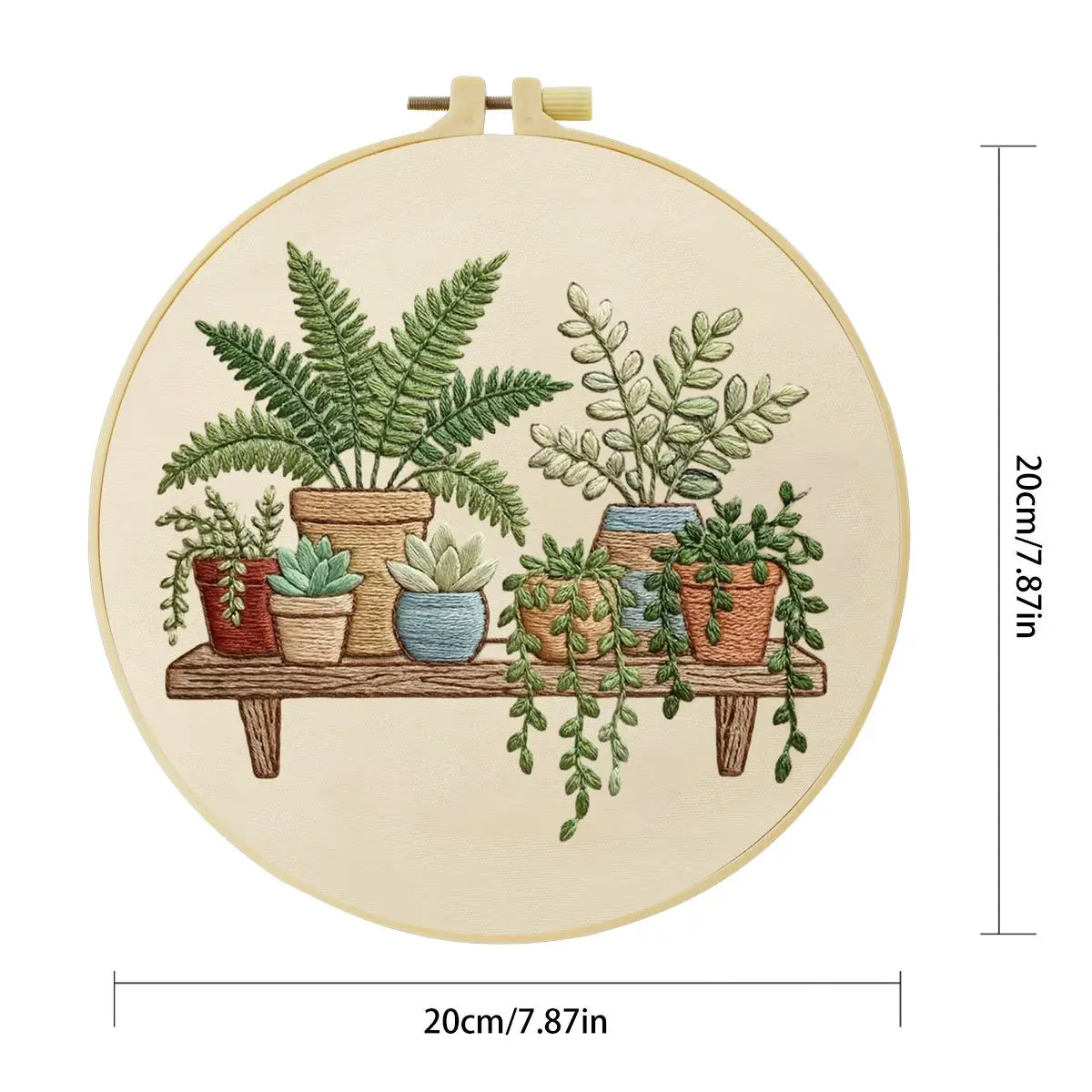 1 Stück 20X20CM/15X15CM 7,87/6,3 Zoll Grünpflanzen Stickerei Starter-Kit DIY-Kit DIY-Stickerei-Set für Anfänger – Detail 5